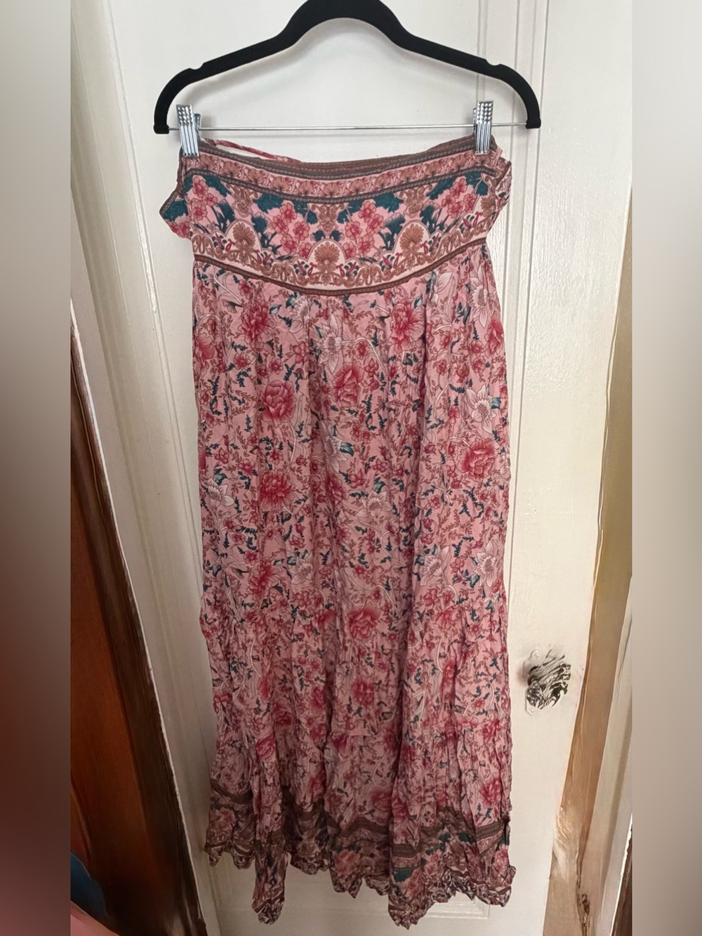 In Bloom Pink Floral Embroidered Waist Maxi Dress